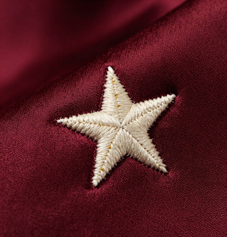 Close-up of Najma's tilted stitched star